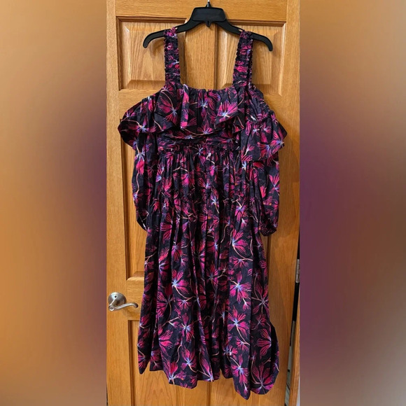 Ulla Johnson Caprice Floral Cold Shoulder Long Slv Cotton Dress (new) - Picture 9 of 9